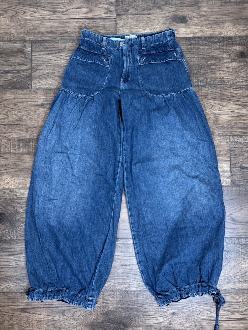 Free People We The free Lotus Balloon Barrel Jeans Denim Blue Sz 28